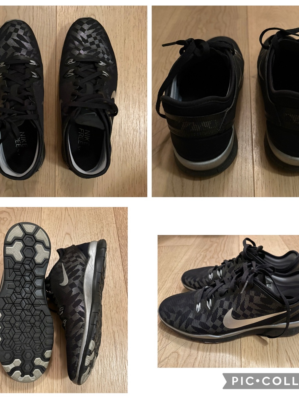 Nike Black and Silver Geo-Pattern Running Shoes